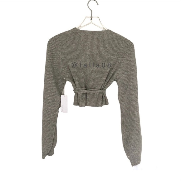 Reformation Remus cashmere wrap sweater gray - Picture 6 of 10